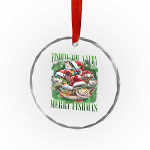 Funny Xmas Crystal Glass Ornament Fishing You A Very Merry Fishmas Santa Hat TS11 Print Your Wear