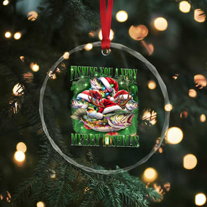 Funny Xmas Crystal Glass Ornament Fishing You A Very Merry Fishmas Santa Hat TS11 Print Your Wear