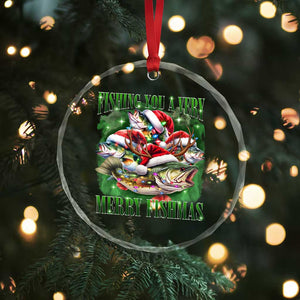 Funny Xmas Crystal Glass Ornament Fishing You A Very Merry Fishmas Santa Hat TS11 Print Your Wear