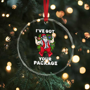 Funny Xmas Crystal Glass Ornament I've Got Your Package Santa Gymer TS09 Print Your Wear