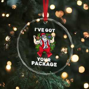 Funny Xmas Crystal Glass Ornament I've Got Your Package Santa Gymer TS09 Print Your Wear