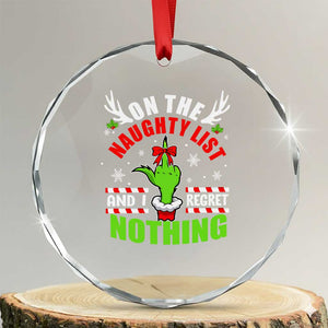 Funny Xmas Crystal Glass Ornament On The List Of Naughty And I Regret Nothing TS09 Transparent Glass 3'' Circle Print Your Wear