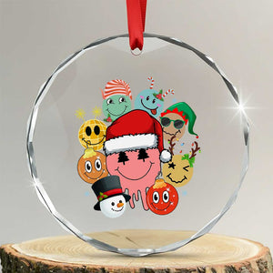 Funny Xmas Crystal Glass Ornament Retro Groovy Xmas Tree Eye Face Reindeer Snowman Efl TS09 Transparent Glass 3'' Circle Print Your Wear