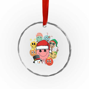 Funny Xmas Crystal Glass Ornament Retro Groovy Xmas Tree Eye Face Reindeer Snowman Efl TS09 Print Your Wear