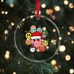 Funny Xmas Crystal Glass Ornament Retro Groovy Xmas Tree Eye Face Reindeer Snowman Efl TS09 Print Your Wear