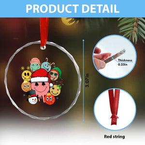 Funny Xmas Crystal Glass Ornament Retro Groovy Xmas Tree Eye Face Reindeer Snowman Efl TS09 Print Your Wear