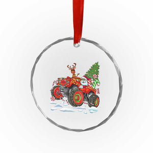 Funny Xmas Crystal Glass Ornament Santa Reindeer Riding Monster Truck TS09 Print Your Wear