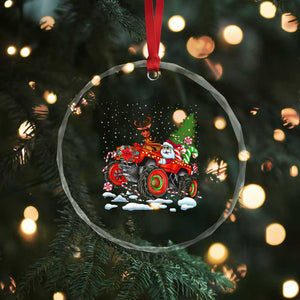 Funny Xmas Crystal Glass Ornament Santa Reindeer Riding Monster Truck TS09 Print Your Wear