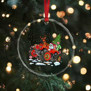Funny Xmas Crystal Glass Ornament Santa Reindeer Riding Monster Truck TS09 Print Your Wear