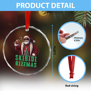 Funny Xmas Crystal Glass Ornament Skibidi Rizzmas Cool Santa Gangsta TS09 Print Your Wear