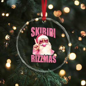 Funny Xmas Crystal Glass Ornament Skibidi Rizzmas Pink Santa Bubble Gum TS09 Print Your Wear
