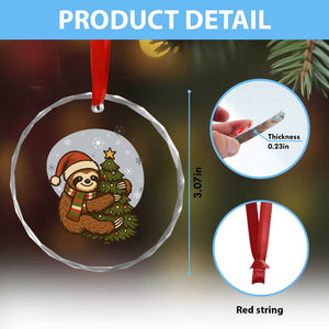 Funny Xmas Crystal Glass Ornament Slothin Around The Christmas Tree TS12 Print Your Wear