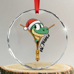 Funny Xmas Dinosaur Crystal Glass Ornament Ew People Xmas Gift TS12 Transparent Glass 3'' Circle Print Your Wear