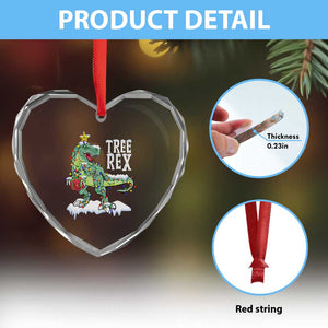 Funny Xmas Dinosaur Heart Crystal Glass Ornament Tree Rex Dinosaur Xmas Tree TS11 Print Your Wear