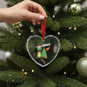 Funny Xmas Dinosaurs Extinction Heart Crystal Glass Ornament Is That Santa Cute Dino TS09 Print Your Wear