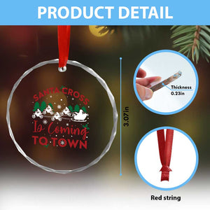 Funny Xmas Dirt Bike Crystal Glass Ornament Santa Cross Is Coming To Town Motorcross TS11 Print Your Wear
