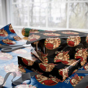 Funny Xmas Do It Lady Wrapping Paper Roll Mustache Guy Meme Santa Cosplay TS11 Black Print Your Wear