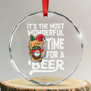 Funny Xmas Drinking Crystal Glass Ornament It is The Most Wonderful Time For A Beer TS12 Transparent Glass 3'' Circle Print Your Wear