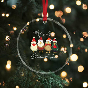Funny Xmas Farmer Crystal Glass Ornament Making A List Chicken It Twice TS09 Print Your Wear