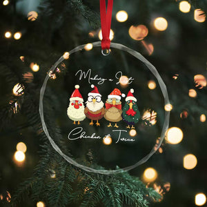 Funny Xmas Farmer Crystal Glass Ornament Making A List Chicken It Twice TS09 Print Your Wear