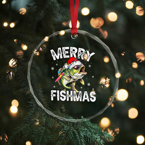 Funny Xmas Fishing Crystal Glass Ornament Merry Fishmas Bass Fish Rod TS11 Print Your Wear
