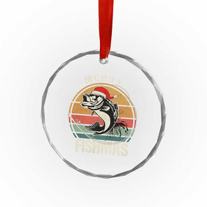 Funny Xmas Fishing Crystal Glass Ornament Merry Fishmas Vintage Sunset Retro TS11 Print Your Wear