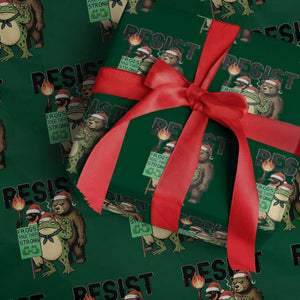 Funny Xmas Frogs Together Strong Wrapping Paper Roll Portland Resist Meme Gift TS12 Green Print Your Wear