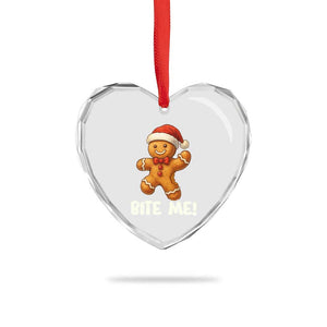 Funny Xmas Gingerbread Man Heart Crystal Glass Ornament Cookie Bite Me TS10 Print Your Wear