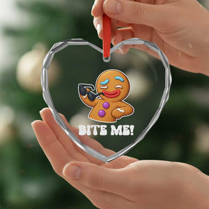 Funny Xmas Gingerbread Man Heart Crystal Glass Ornament Funny Sexy Cookie Bite Me TS10 Print Your Wear