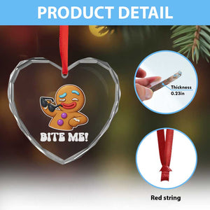 Funny Xmas Gingerbread Man Heart Crystal Glass Ornament Funny Sexy Cookie Bite Me TS10 Print Your Wear
