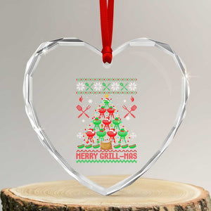 Funny Xmas Grilling Heart Crystal Glass Ornament Merry Grill Mas Santa Grilling BBQ Smoking Meat TS09 Transparent Glass 3'' Heart Print Your Wear