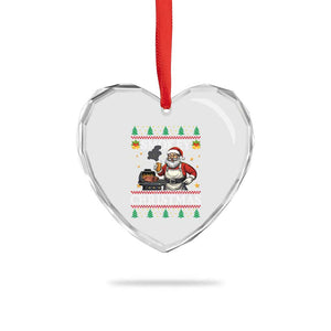 Funny Xmas Grilling Heart Crystal Glass Ornament Smokey Xmas BBQ Santa Grill Roast On Smoker TS09 Print Your Wear
