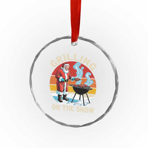Funny Xmas Grilling Santa Crystal Glass Ornament Grilling On The Snow TS11 Print Your Wear