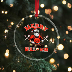 Funny Xmas Grilling Santa Crystal Glass Ornament Merry Grill-Mas BBQ TS11 Print Your Wear