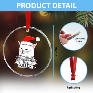 Funny Xmas Grumpy Cat Crystal Glass Ornament Xmas Tree Killer Santa Kitten TS12 Print Your Wear