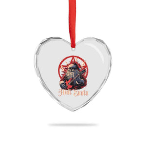 Funny Xmas Hail Santa Heart Crystal Glass Ornament Sleigher Heavy Metal TS11 Print Your Wear
