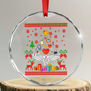 Funny Xmas Healthcare Worker Crystal Glass Ornament Nurses And Doctors Pine Tree TS12 Transparent Glass 3'' Circle Print Your Wear