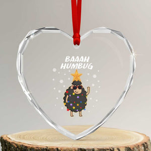 Funny Xmas Heart Crystal Glass Ornament Baaah Humbug Black Sheep Christmas Tree TS09 Transparent Glass 3'' Heart Print Your Wear