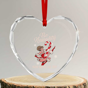 Funny Xmas Heart Crystal Glass Ornament Candy North Pole Be Naughty Save Santa The Trip TS09 Transparent Glass 3'' Heart Print Your Wear
