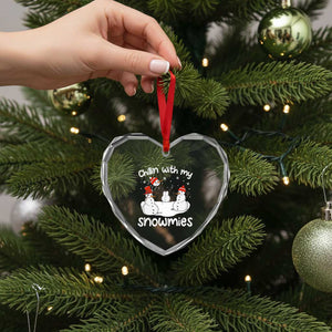 Funny Xmas Heart Crystal Glass Ornament Chillin With My Snowmies Funny Snowman Friendship TS09 Print Your Wear