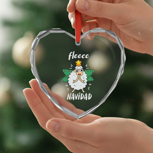Funny Xmas Heart Crystal Glass Ornament Fleece Navidad Cute Sheep Christmas Tree TS09 Print Your Wear