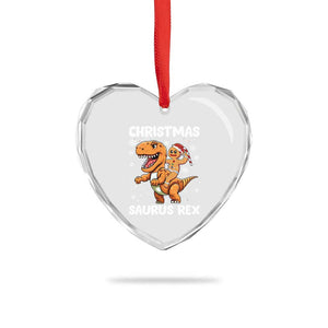 Funny Xmas Heart Crystal Glass Ornament Gingerbread Riding Dinosaur Christmas Saurus Rex TS09 Print Your Wear