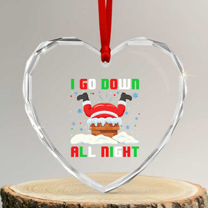 Funny Xmas Heart Crystal Glass Ornament I Go Down All Night Santa Chimney TS11 Transparent Glass 3'' Heart Print Your Wear