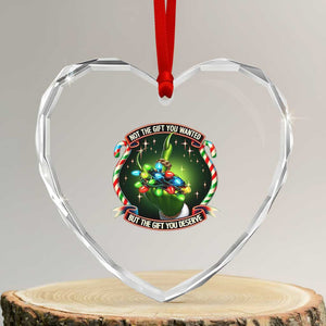 Funny Xmas Heart Crystal Glass Ornament Not The Gift You Wanted But The Gift You Deserve TS09 Transparent Glass 3'' Heart Print Your Wear