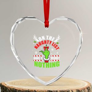 Funny Xmas Heart Crystal Glass Ornament On The List Of Naughty And I Regret Nothing TS09 Transparent Glass 3'' Heart Print Your Wear