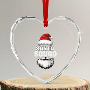 Funny Xmas Heart Crystal Glass Ornament Santa Squad Team Family Crew TS11 Transparent Glass 3'' Heart Print Your Wear