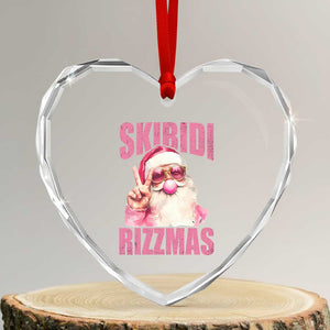 Funny Xmas Heart Crystal Glass Ornament Skibidi Rizzmas Pink Santa Bubble Gum TS09 Transparent Glass 3'' Heart Print Your Wear