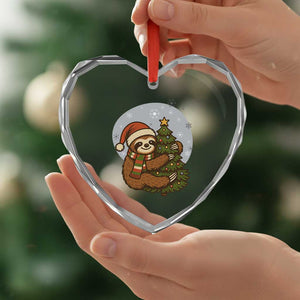 Funny Xmas Heart Crystal Glass Ornament Slothin Around The Christmas Tree TS12 Print Your Wear