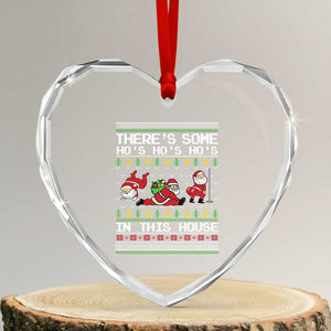 Funny Xmas Heart Crystal Glass Ornament There's Some Horrors In This House Sexy Santa Claus Ugly Xmas TS10 Transparent Glass 3'' Heart Print Your Wear