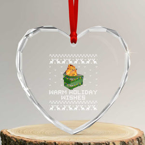 Funny Xmas Heart Crystal Glass Ornament Warm Holiday Wishes Dumpster Fire TS10 Transparent Glass 3'' Heart Print Your Wear